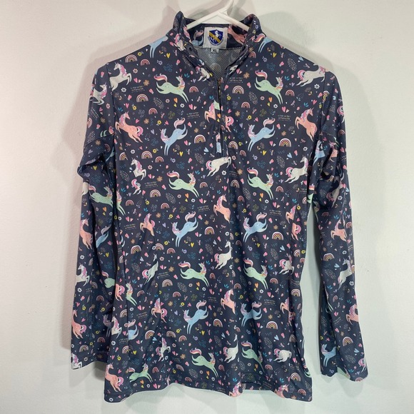 Royal Highness Equestrian Pullover‎ Unicorns Rainbows Athletic Top XL 1/4 Zip - Picture 1 of 7